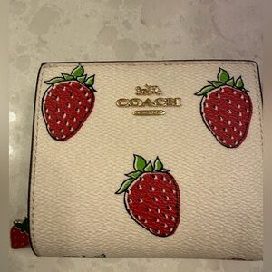 Coach Snap Wallet Strawberry Print